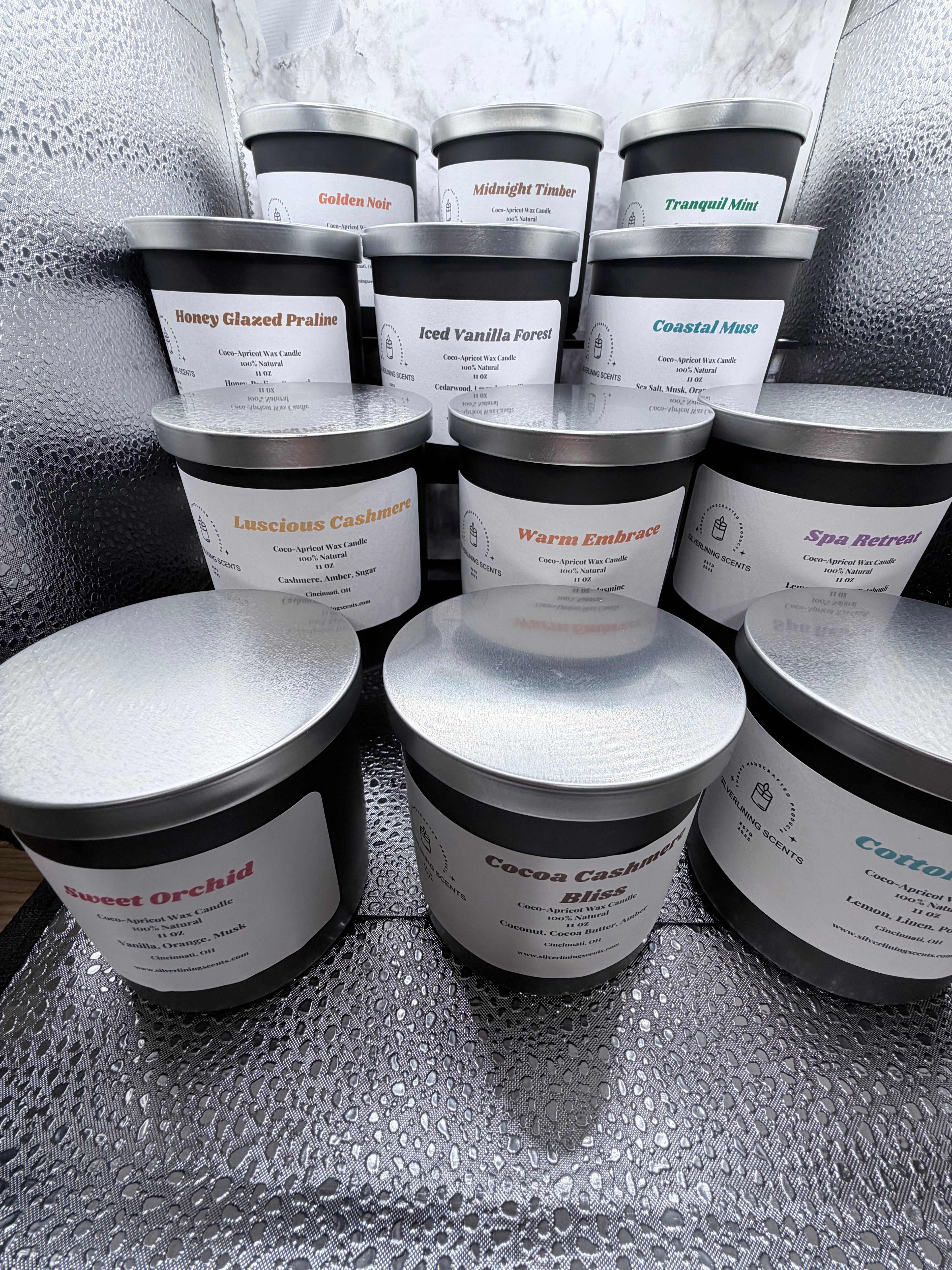 Discover Our Signature Collection of 12 Handcrafted Candles
Elevate your space with our curated collection of twelve luxurious fragrances, thoughtfully crafted to complement every mood, season, and setting. From fresh, clean aromas to rich, cozy notes and sophisticated blends, each candle is designed to create a warm, inviting atmosphere with a long-lasting, even burn.
